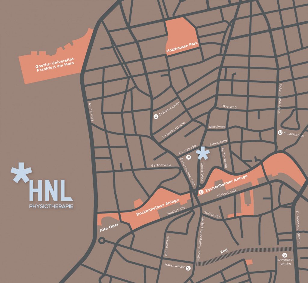 HNL Physiotherapy located on a map of Frankfurt Nordend